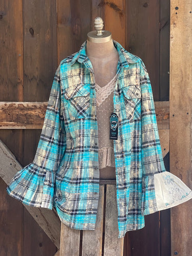 Flared Sleeve Flannel- Feeling Squirrely